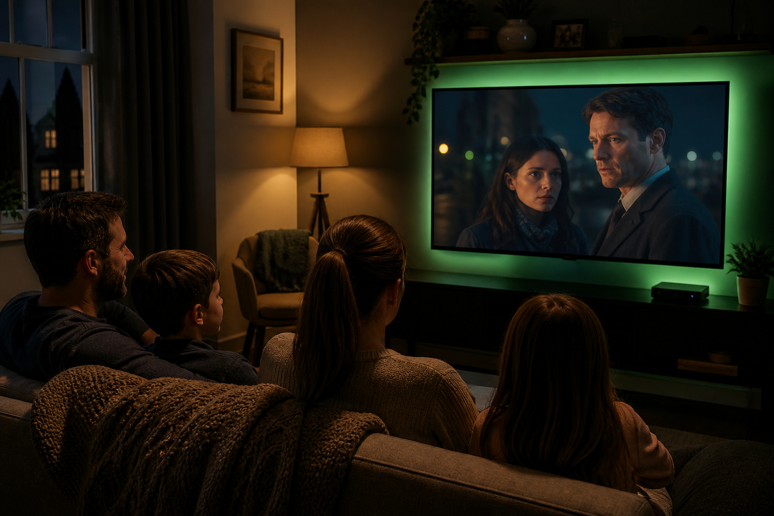 British IPTV UK - family watching British channels at home on streaming box