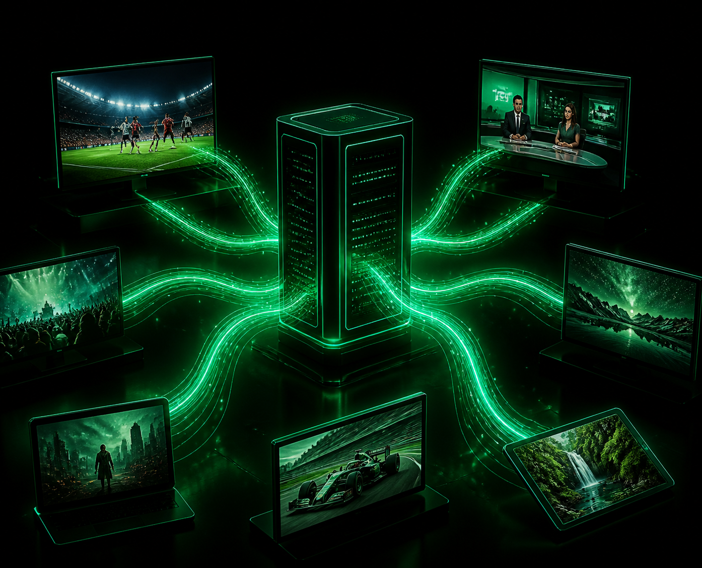 IPTV network UK - servers delivering live TV streams over the internet